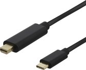 Deltaco USBC-DP202-K câble USB 2 m Mini DisplayPort Blanc