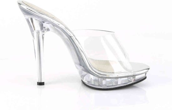 Fabulicious High Heels - 44 Shoes- LIP-101 US 13 Zwart/ Argent