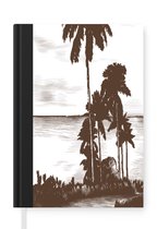 Notitieboek - Schrijfboek - Zee - Palmboom - Strand - Notitieboekje klein - A5 formaat - Schrijfblok