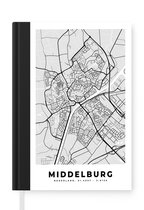 Notitieboek - Schrijfboek - Stadskaart - Middelburg - Grijs - Wit - Notitieboekje klein - A5 formaat - Schrijfblok - Plattegrond