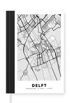 Notitieboek - Schrijfboek - Stadskaart - Delft - Grijs - Wit - Notitieboekje klein - A5 formaat - Schrijfblok - Plattegrond