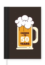 Notitieboek - Schrijfboek - Jubileum - 50 Jaar versiering - Bier - Notitieboekje klein - A5 formaat - Schrijfblok