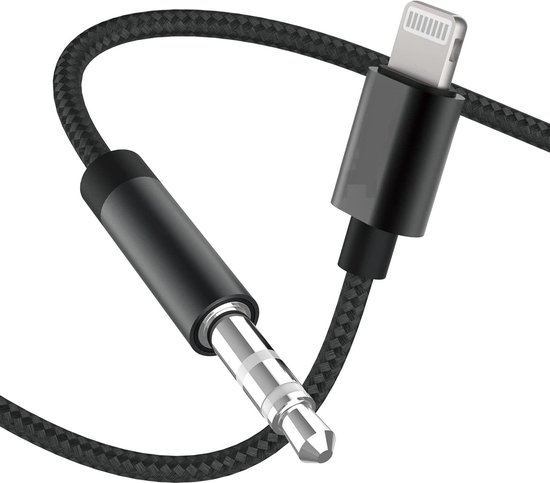 Foto: Audiokabel geschikt voor iphone naar 3 5mm aux kabel 1 2 meter extra sterk