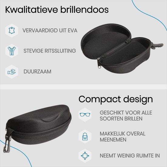 BukkitBow - Etui à lunettes - Porte -lunettes - Etui à lunettes - Etui à lunettes - Set 3 Pièces - Zwart