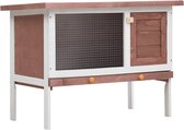 vidaXL - Konijnenhok - voor - buiten - met - 1 - verdieping - hout - bruin