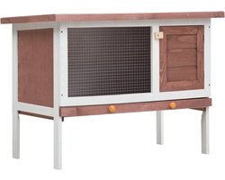 vidaXL - Konijnenhok - voor - buiten - met - 1 - verdieping - hout - bruin