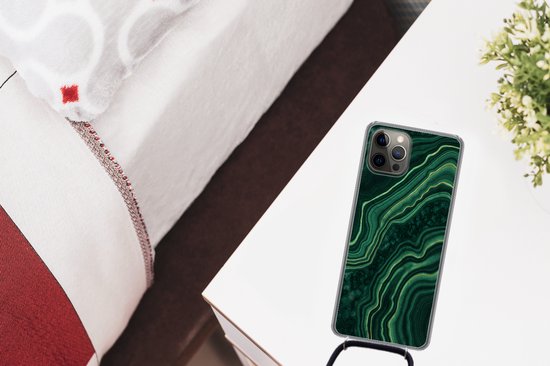 Coque avec cordon iPhone 13 Pro - Imprimé marbré - Zwart - Motifs - Siliconen - Bandoulière - Coque arrière avec cordon - Coque pour téléphone avec cordon - Coque avec corde