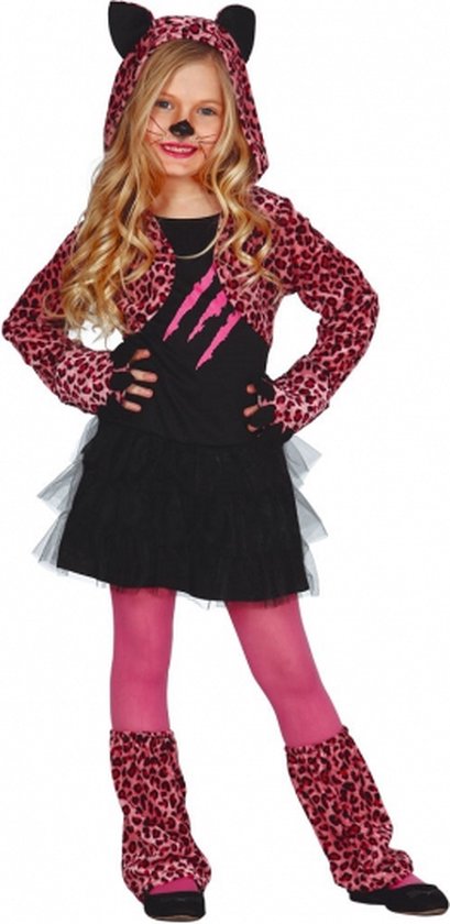 Roze luipaard jurkje voor meisjes 128-134 (7-9 jaar)