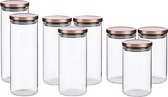 8x bocaux de cuisine de luxe en verre / boîtes de conservation couvercle or rose 3x 1000 ml - 3x 1380 ml et 2x 1700 ml