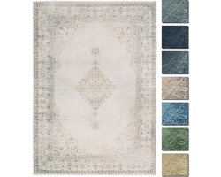 Premium Vintage Vloerkleed - Zand 155 cm x 225 cm - Laagpolig Woonkamer Tapijt
