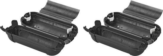 3x Stekkersafes / veiligheidsboxen voor Schuko stekkerverbindingen - kunststof zwart - IP44 - 21 x 8 x 8,5 cm van SMARTLOOP — afbeelding 2
