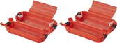 2x Stekkersafes / veiligheidsboxen / bescherming voor Schuko stekkerverbindingen - kunststof rood - IP44 - 21 x 8 x 8,5 cm