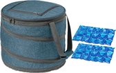 Opvouwbare koeltas blauw/grijs met 2 stuks flexibele koelelementen 15 liter