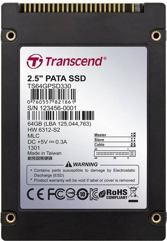 Transcend TS64GPSD330 64 GB IDE IDE SSD harde schijf (2.5 inch) | bol