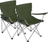 SONGMICS Campingstoelen, set van 2, klapstoelen, outdoor stoelen met armleuningen en drinkhouder, stevig frame, belastbaar tot 120 kg