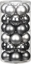 60x pcs boules de Noël en verre gris 6 cm brillant et mat - Décorations Décorations pour sapins de Noël de Noël / Décorations de Noël