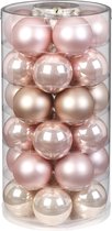 60x stuks glazen kerstballen parel roze 6 cm glans en mat - Kerstboomversiering/kerstversiering