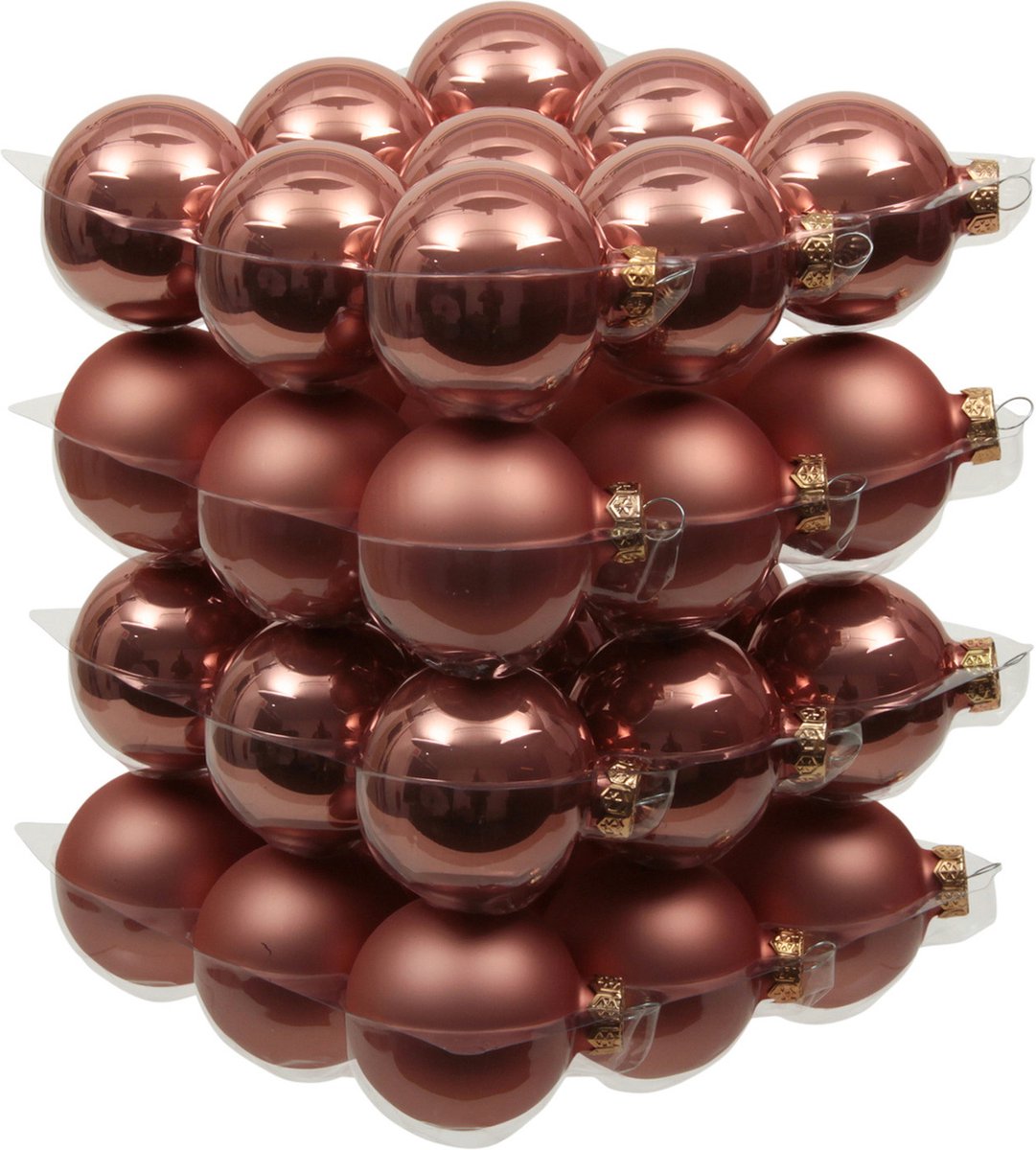 72x stuks kerstversiering kerstballen koraal roze van glas - 4 cm - mat/glans - Kerstboomversiering