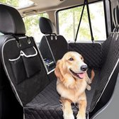 Couverture pour siège arrière de voiture avec fenêtre en maille, couverture de coffre pour chiens (146 x 136 cm) Couverture de siège de voiture avec ceinture de sécurité, housses de siège arrière pour chiens Noir