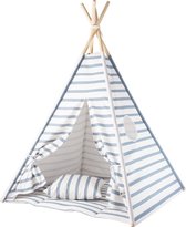 Tipi Tent / Speeltent Kinderkamer Blue Stripes Wigiwama - Speeltent voor Kinderen - Kindertent - Indianentent - Wigwam 100x100x120cm