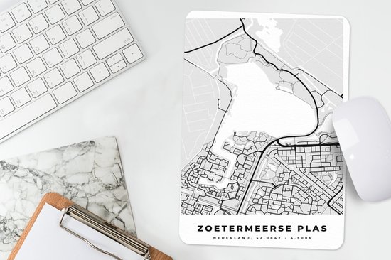 Muismat 18x27 cm - Mousepad Plattegrond - Kaart - Zoetermeerse Plas - Nederland - Stadskaart - Muismatten - Stadskaart