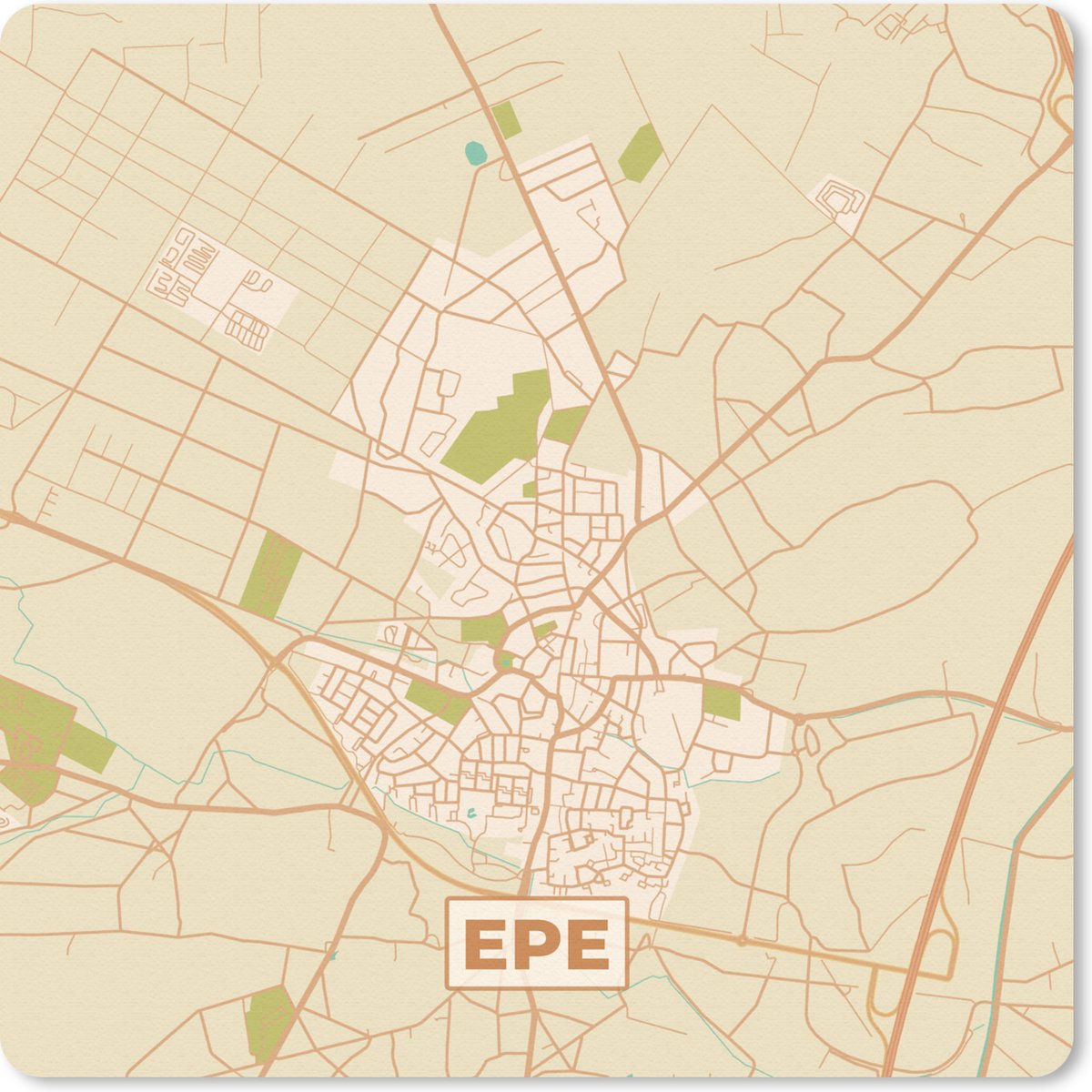 Muismat 20x20 cm - Mousepad Plattegrond - Stadskaart - Epe - Kaart - Muismatten - Stadskaart