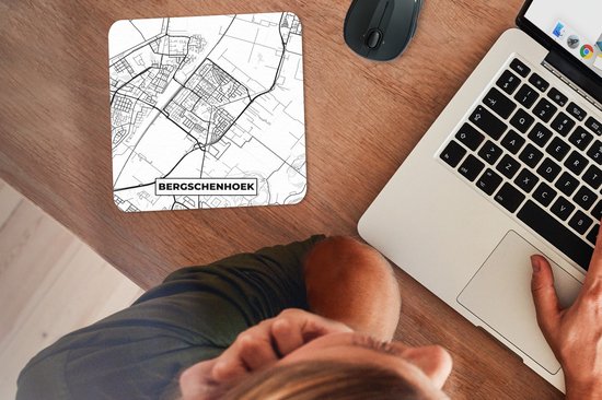 Muismat 20x20 cm - Mousepad Plattegrond - Bergschenhoek - Kaart - Stadskaart - Muismatten - Stadskaart
