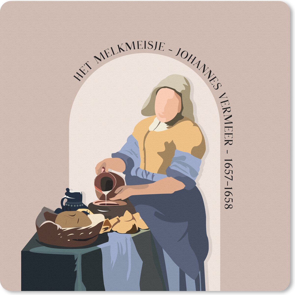 Muismat 30x30 cm - Mousepad Melkmeisje - Roze - Oud - Oude meesters - Muismatten