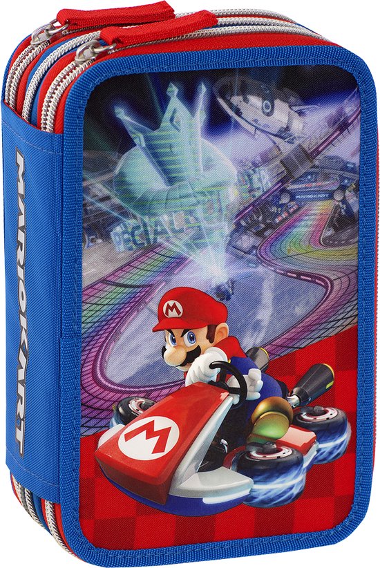 Trousse remplie Super Mario , Mario Kart - 3 fermetures éclair - 20 x 13 x  7 cm 