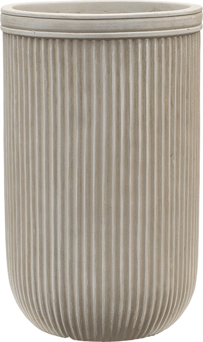 Baq Plantenbak Vertical Rib Cylinder Rib Beige-Grijs D 30 cm H 47 Opening 26 cm