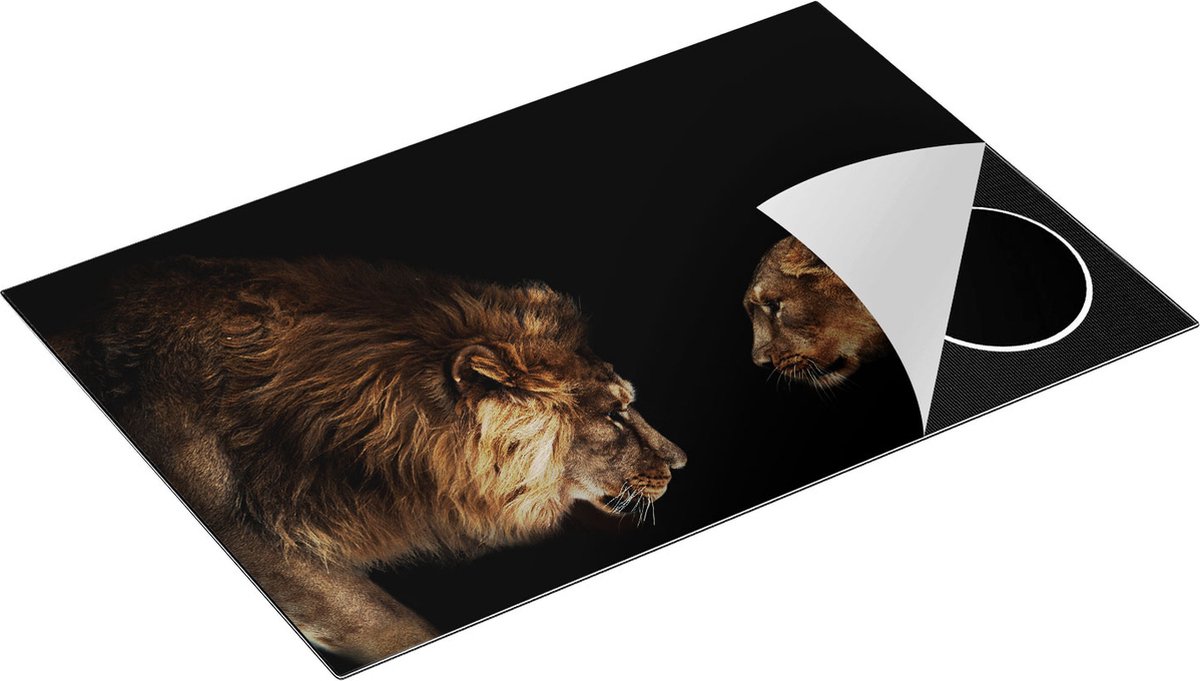 Chefcare Inductie Beschermer Leeuw en Leeuwin - 80x55 cm - Afdekplaat Inductie - Kookplaat Beschermer - Inductie Mat