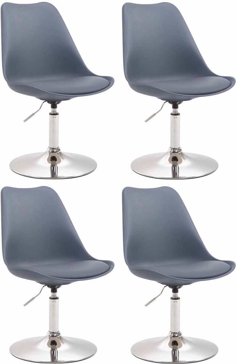 CLP Maverick Set van 4 Eetkamerstoelen - Kunststof grijs chroom