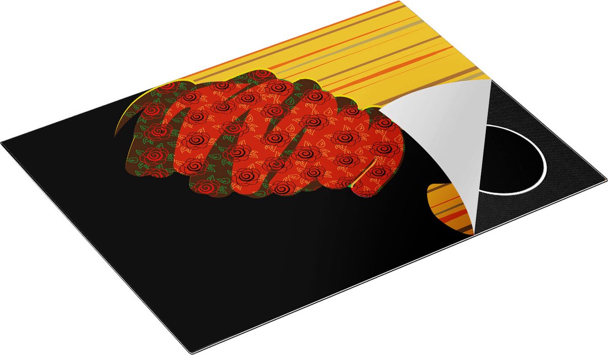 Chefcare Inductie Beschermer Afrikaanse Vrouw met Bloemen Tulband - Abstract - 70x52 cm - Afdekplaat Inductie - Kookplaat Beschermer - Inductie Mat