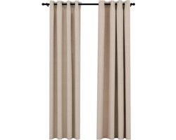 vidaXL - Gordijnen - linnen-look - verduisterend - ogen - 2 - st - 140x245 - cm - beige