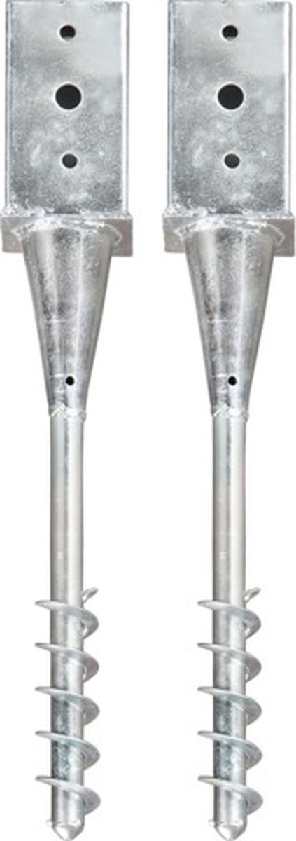 Goedkoopste vidaXL - Grondpinnen - 2 - st - 8x8x57 - cm - gegalvaniseerd - staal - zilverkleurig