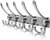 IGOODS Porte-Manteau 15 Crochets - Acier Inoxydable / Chrome - Patères Porte-Manteaux avec 15 Crochet Environ 15 kg Chargeable - Porte-Manteau Mur / Mur - Argent