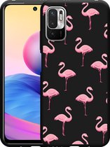 Redmi Note 10 5G Hoesje Zwart Flamingo - Designed by Cazy