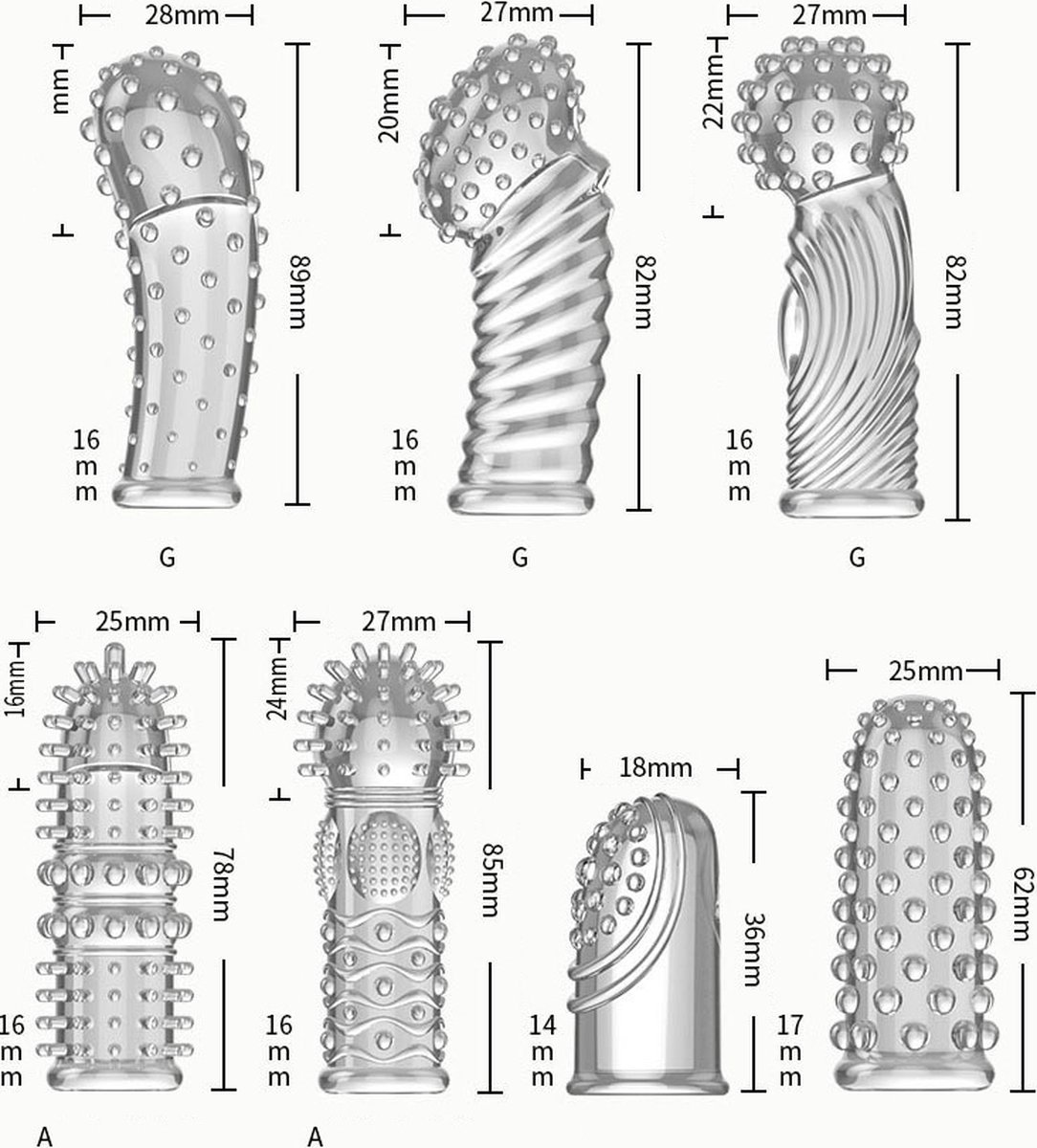 Goedkoopste Vinger sleeve Siliconen 2-pack NR6