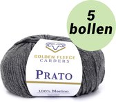5 bollen breiwol - grijs (822) 100% merino wol - Golden Fleece yarns Prato greyish