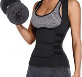Wow Peach - Sport Body Shaper Vest - Corrigerende Top - Work Out - Afslanken - Sweat Shapewear - Verstelbaar - Zwart - Large