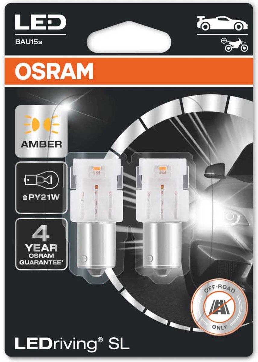 Osram PY21W LED Retrofit Oranje 12V BAU15s 2 Stuks