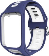 TomTom horlogeband - siliconen gesp polsbandje geschikt voor TomTom Spark / Spark 3 Cardio en Music - Runner 3 - Runner 2 - Golfer 2 - Adventurer - Blauw/wit
