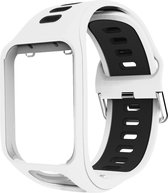 TomTom horlogeband - siliconen gesp polsbandje geschikt voor TomTom Spark / Spark 3 Cardio en Music - Runner 3 - Runner 2 - Golfer 2 - Adventurer - Wit/zwart