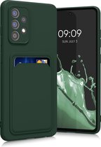 kwmobile telefoonhoesje geschikt voor Samsung Galaxy A52 / A52 5G / A52s 5G - Hoesje met pasjeshouder - TPU case in donkergroen