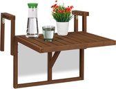 balkontafel inklapbaar - 60 x 45 cm - hoogte verstelbaar - klaptafel - hangtafel - donkerbruin