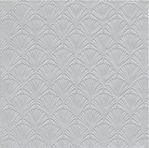 48x Luxe 3-laags servetten met patroon zilver 33 x 33 cm