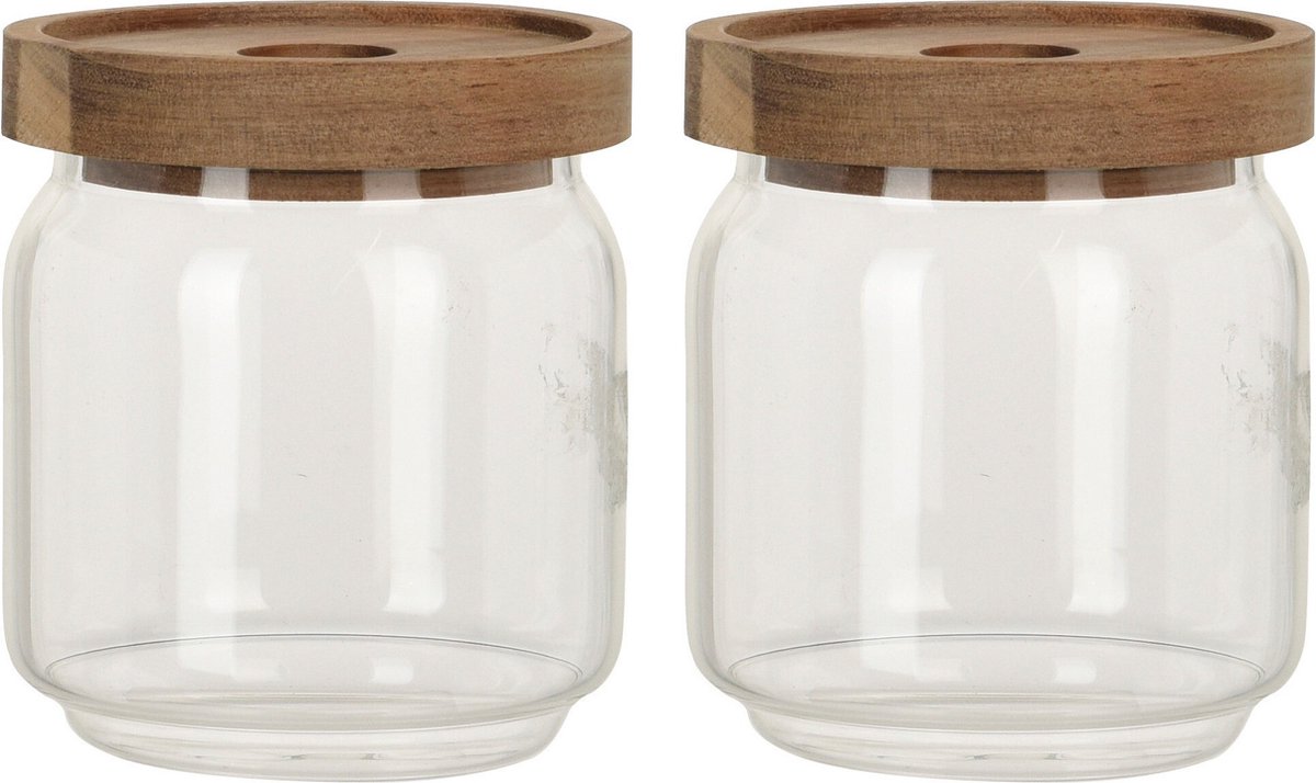 Set van 8x stuks glazen luxe keuken voorraadpot/voorraadbus 400 ml- Voorraadbussen met luchtdichte deksel - Afmeting: 9 x 10 cm