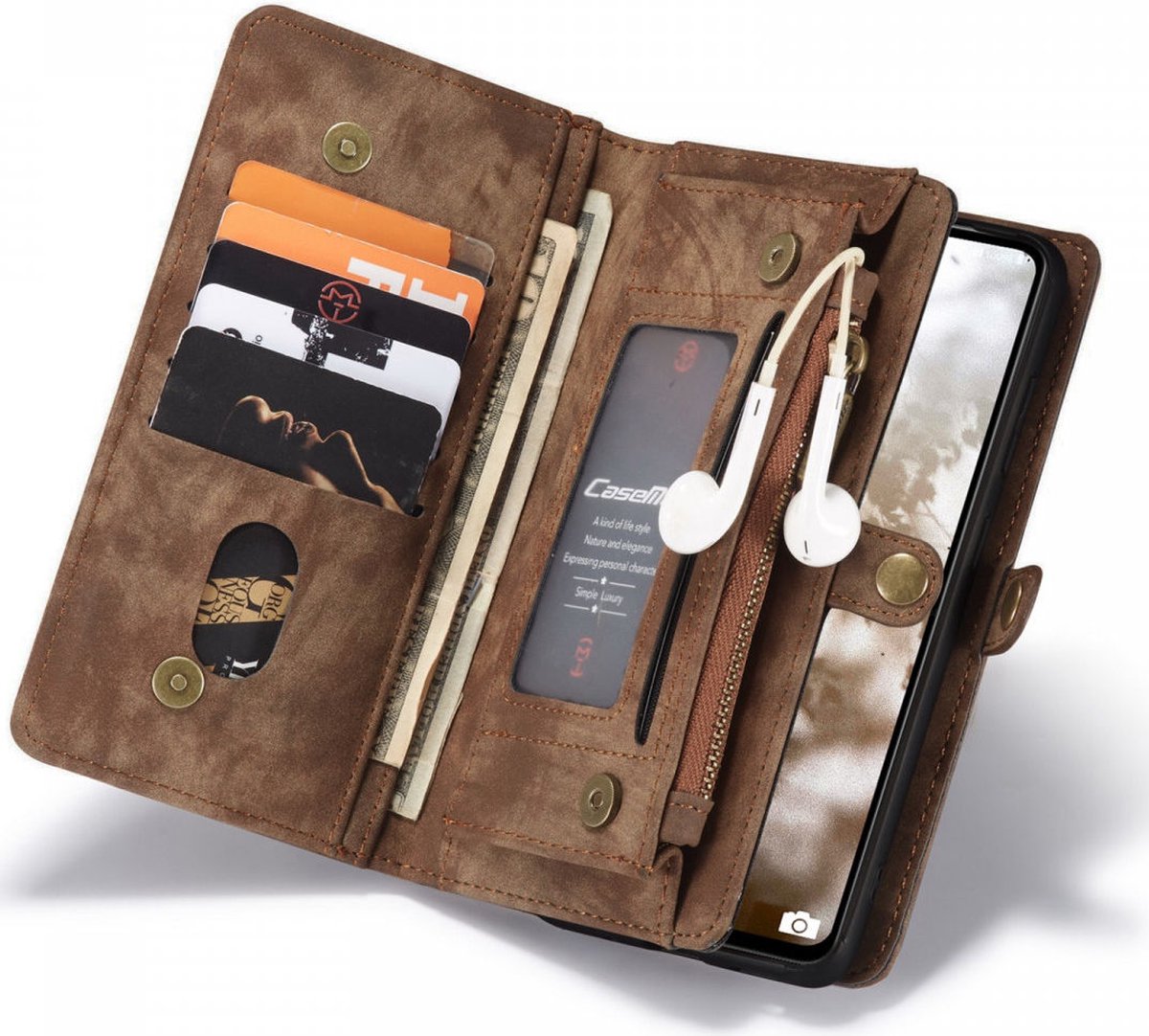 CaseMe 008 Hoesje Geschikt voor Samsung Galaxy A53 Book Case en Back Cover Bruin