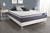 Complete boxspring met matras tweepersoons- Actisom Actiflex plus wit - Pocketveren en traagschuim - 160 x 210 cm