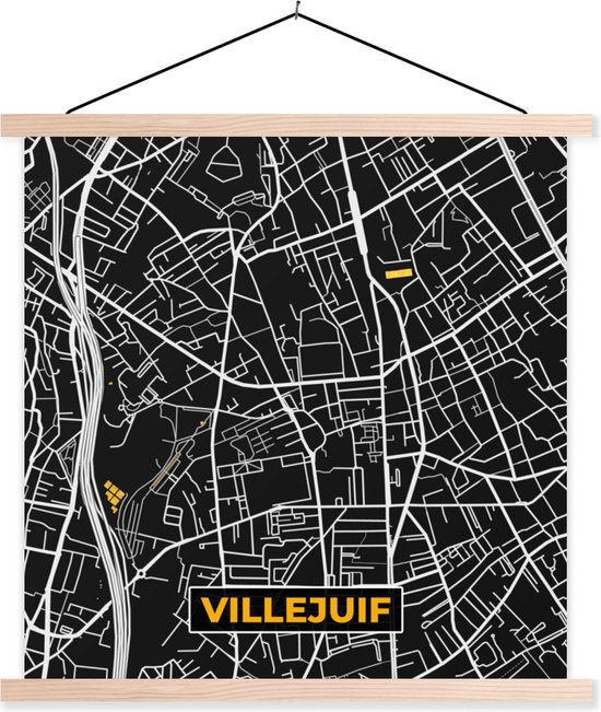 Porte-affiche avec affiche - Affiche scolaire - France - Villejuif - Carte - Plan de la ville - Carte - 120x120 cm - lattes vierges